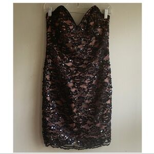 Lillie Rubin strapless Dress Black Brown lace 4